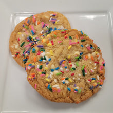 Load image into Gallery viewer, Two cookies with colorful sprinkles on a white plate

